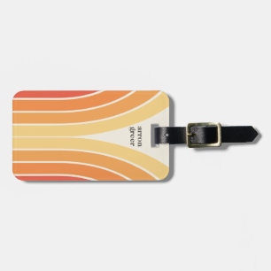 Retro Stripes 70's 80's Oranje geel Bagagelabel
