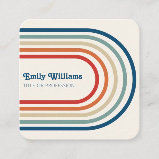Retro Stripes 70s 80s Vierkante Visitekaartje (Voorkant)