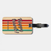 Retro Stripes Aangepaste naam Happy Travels Bagagelabel (Achterkant horizontaal)
