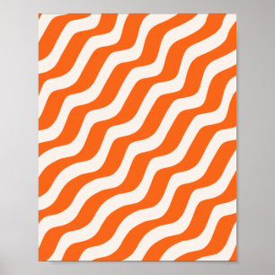 Retro Stripes Abstracte lijnen Oranje  golven Poster