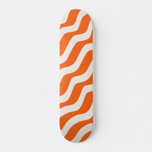 Retro Stripes Abstracte lijnen Oranje  golven Skateboard (Voorkant)