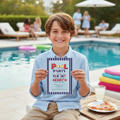 Retro Stripes Beach Ball Pool Party Invitation