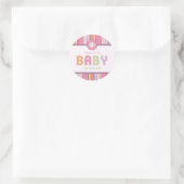 Retro Stripes Buttonnen Baby shower stickers (Tas)