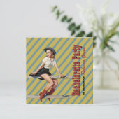 retro stripes cowgirl westerne bachelorette party kaart (Staand voorkant)
