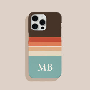 Retro Stripes Custom Monogram iPhone 15 Pro Max Hoesje