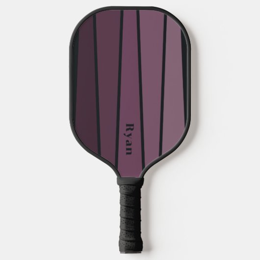 Retro Stripes Donkere Aubergine Kleuren Pickleball Paddle (Voorkant)