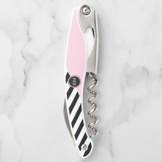 Retro Stripes en kleurenblok met uw monogram Kurkentrekker (Achterkant)