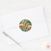 Retro Stripes Flamingo Ronde Sticker (Envelop)
