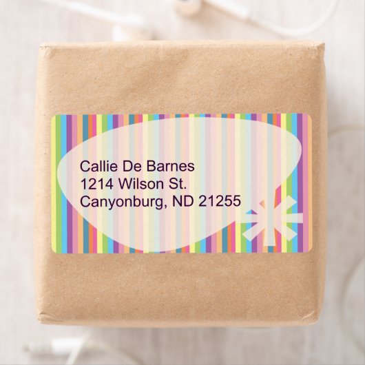 Retro Stripes Fun kleurrijk patroon Etiket (Insitu)
