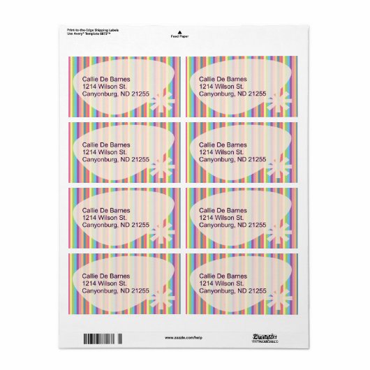 Retro Stripes Fun kleurrijk patroon Etiket (Full Sheet)