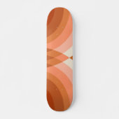 Retro Stripes Geometric Boho 70s Peach & Brown Skateboard (Voorkant)
