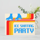 rétro stripes glace patinage invitation (Debout devant)