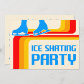 rétro stripes glace patinage invitation (Devant / Derrière)