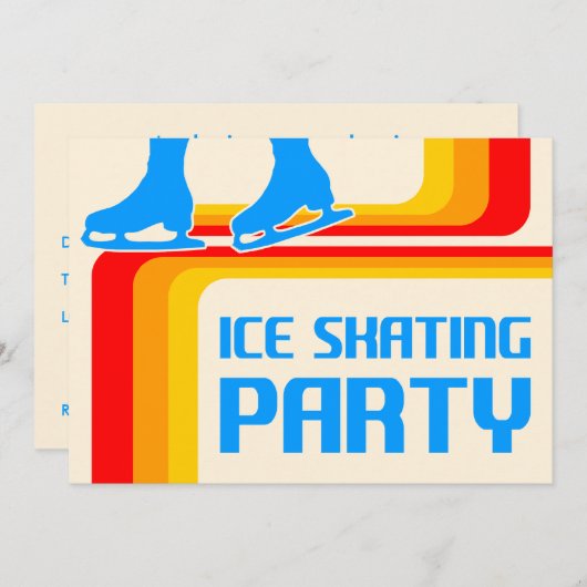 rétro stripes glace patinage invitation (Devant / Derrière)