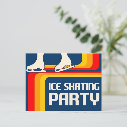 rétro stripes glace patinage invitation (Debout devant)
