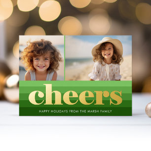 Retro Stripes - Groen gejuich 2 Foto Vibe Folie Feestdagenkaart