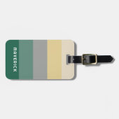Retro Stripes Groen Grijs Eenvoudig Sans Serie Naa Bagagelabel (Voorkant horizontaal)
