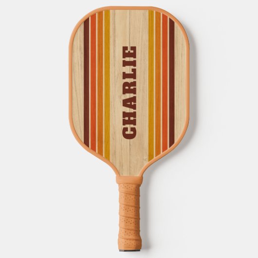 Retro  Stripes Jouw naam Leuk Cool Custom Pickleball Paddle (Voorkant)