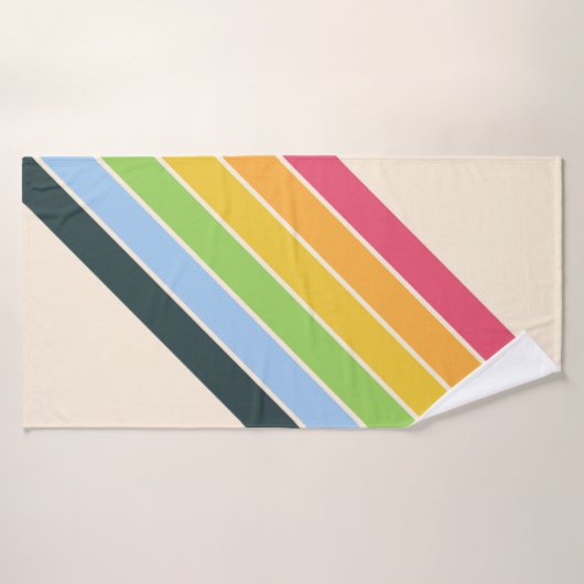 Retro Stripes Kleurrijk Gestreept 70s 80s Ontwerp Badhanddoek (Badhanddoek)