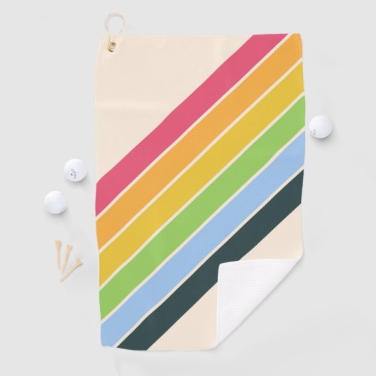 Retro Stripes Kleurrijk Gestreept 70s 80s Ontwerp Golfhanddoek (Insitu)