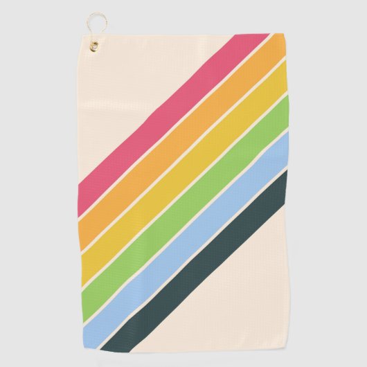 Retro Stripes Kleurrijk Gestreept 70s 80s Ontwerp Golfhanddoek (Voorkant)