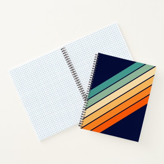 Retro Stripes Kleurrijk Gestreept 70s 80s Ontwerp Notitieboek (Binnen)