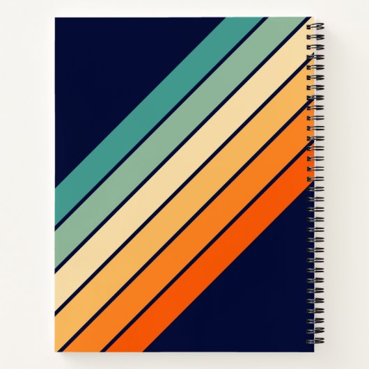 Retro Stripes Kleurrijk Gestreept 70s 80s Ontwerp Notitieboek (Achterkant)