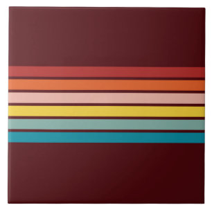Retro Stripes Kleurrijk Gestreept 70s 80s Ontwerp Tegeltje
