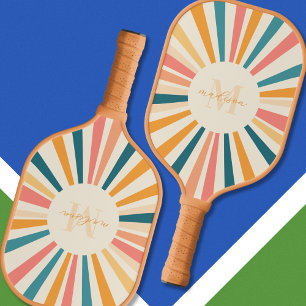 Retro Stripes Monogram Aangepaste naam Pickleball Paddle