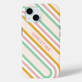 Retro Stripes Pastel Roze Minimaal Case-Mate iPhone Case (Achterkant)