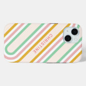 Retro Stripes Pastel Roze Minimaal Case-Mate iPhone Case (Achterkant (horizontaal))