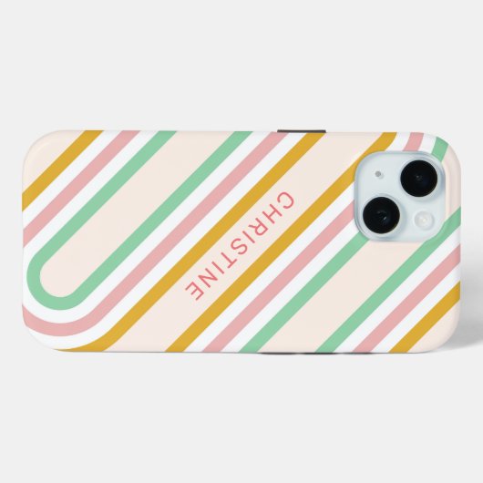 Retro Stripes Pastel Roze Minimaal Case-Mate iPhone Case (Achterkant (horizontaal))