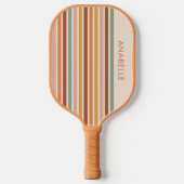 Retro Stripes Rainbow Groovy 70s Naam Pickleball Paddle (Voorkant)