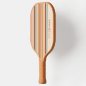 Retro Stripes Rainbow Groovy 70s Naam Pickleball Paddle (Links)