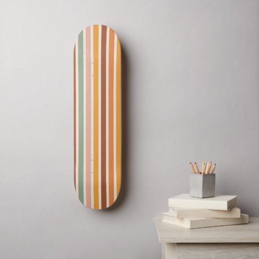 Retro Stripes Rainbow Groovy 70s stijl Skateboard (Muurkunst)