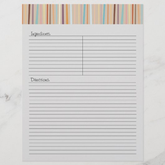Retro Stripes Recipe Letterhead (Voorkant)