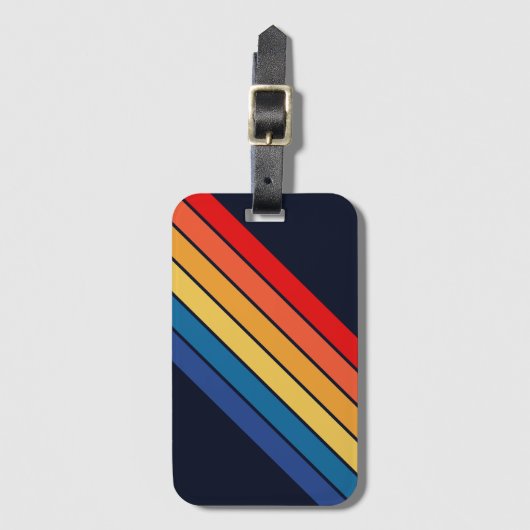 Retro Stripes Stijlvolle Lijnen Gestreept 70s 80s Bagagelabel (Voorkant (verticaal))