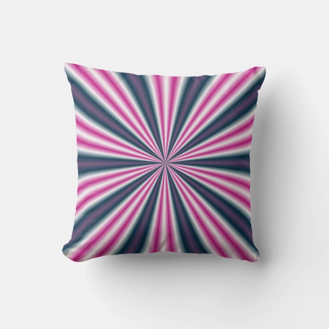 Retro Stripey Sun Burst Abstracte Art Kussen (Voorkant)