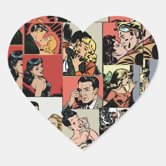 retro-stripverhaal hart sticker (Voorkant)