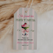 Retro Stro Strawb Perfect Matcha Roze Strik Bruids Cadeaulabel