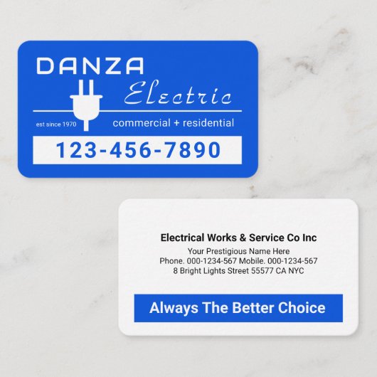 Retro Stunning Blue Plug Line Visitekaartje (Voorkant / Achterkant)