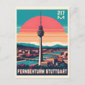 Retro Stuttgart TV Tower Fernsehturm Duits cadeau Briefkaart (Voorkant)