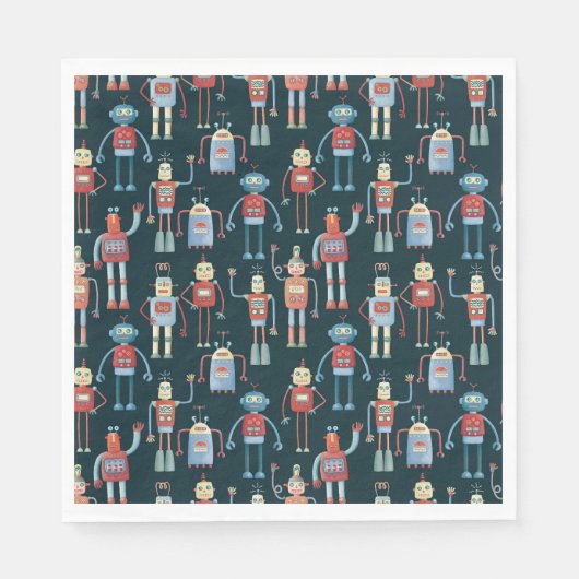 Retro Style 1950s  robots Servet (Voorkant)