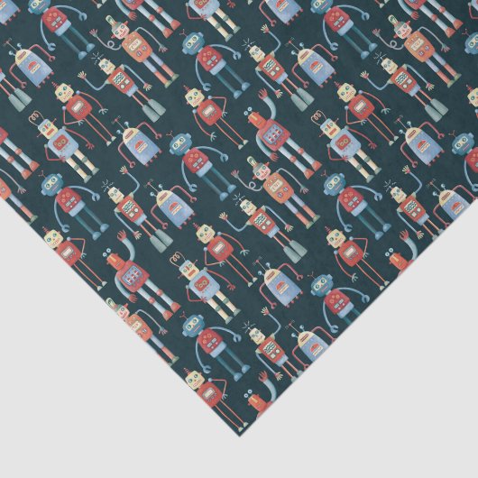 Retro Style 1950s  robots Tissuepapier (Detail)