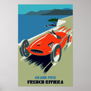 Retro style auto Grand Prix Rivièra Poster