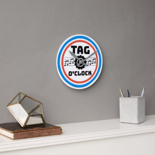 Retro Style Barbershop Label Time Wall klok