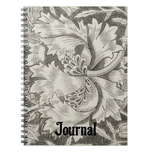 Retro Style Baroque Grey Floral Journal (Devant)