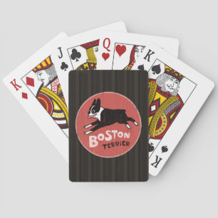 Retro Style Boston Terrier Jumping Dog Pokerkaarten