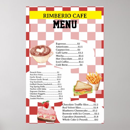 Retro Style Cafe Business Food Menu Poster (Devant)