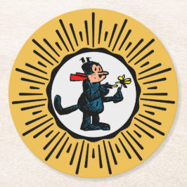 Retro-Style Cartoon Kat rond Onderzetter